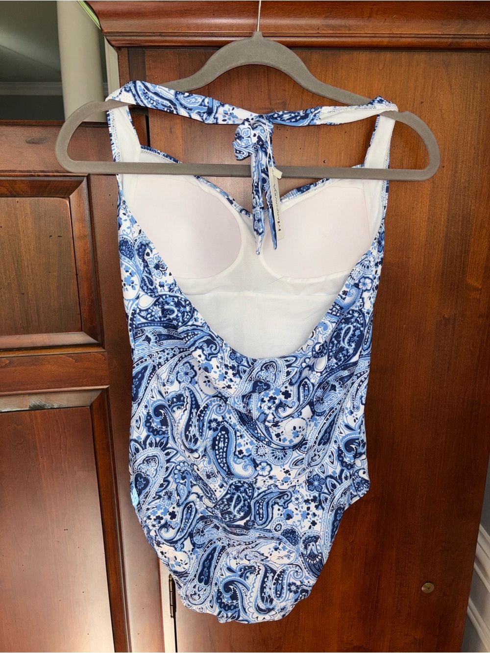 Halter Paisley One Piece Swimsuit - Picture 2 of 13